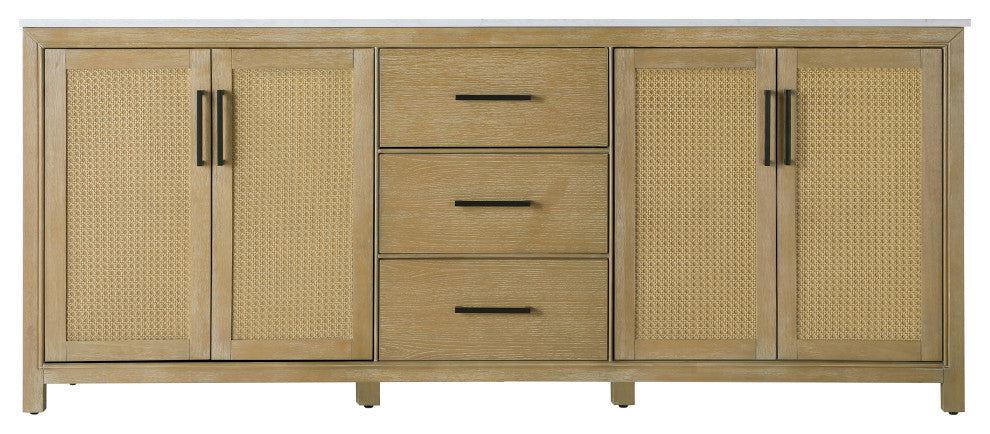 Home Living 84" Double Bathroom Vanity, Linen Oak