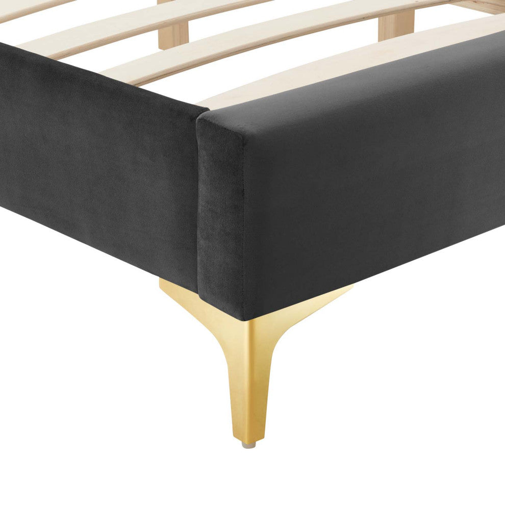 Sutton Full Performance Velvet Bed Frame Charcoal