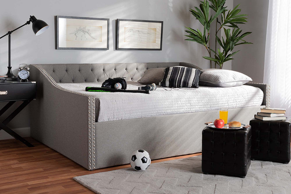 Elianna Fabric Upholstered Daybed, Light Gray, Full