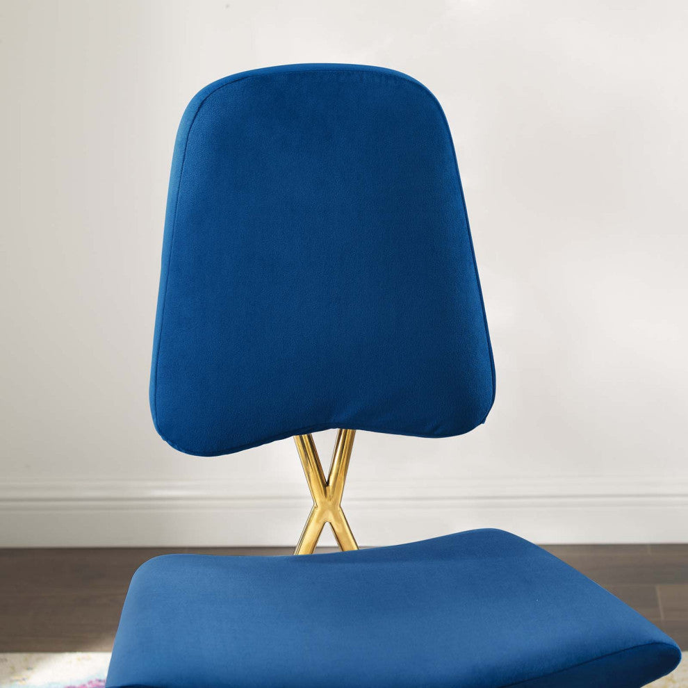 Counter Stool Chair, Set of 2, Velvet, Metal, Blue Navy, Modern, Bar Pub Bistro