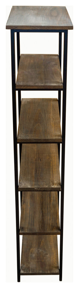 Pomona 70"H 5-Shelf Metal and Solid Wood Bookcase