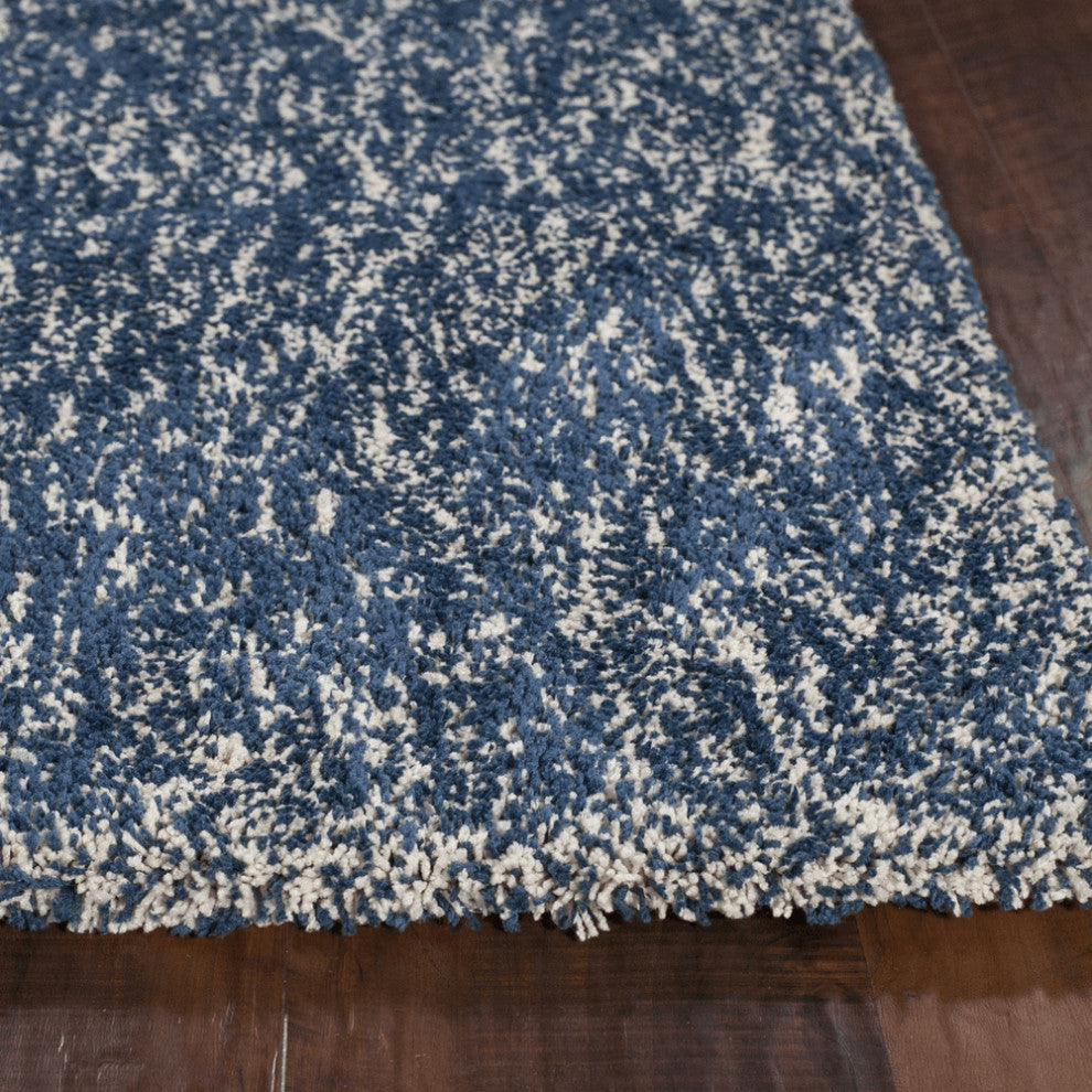 3'X5' Indigo Ivory Heather Indoor Shag Rug