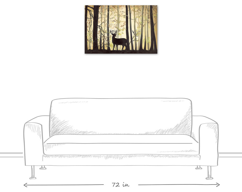 Deer In Ominous Forest 30 x 20 Canvas Wall Art