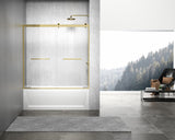 Home Living 60X60 Frameless Double Sliding Tub Door, Brushed Gold