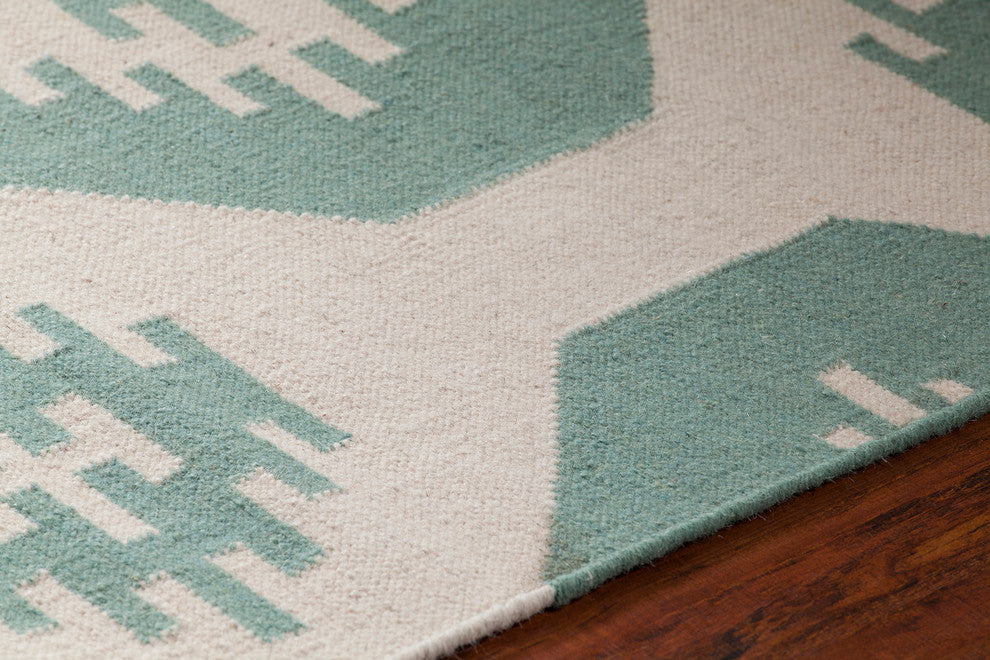 Lima Contemporary Area Rug, White and Green, 3'x5'
