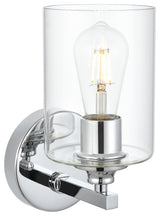 1 Light Chrome And Clear Bath Sconce