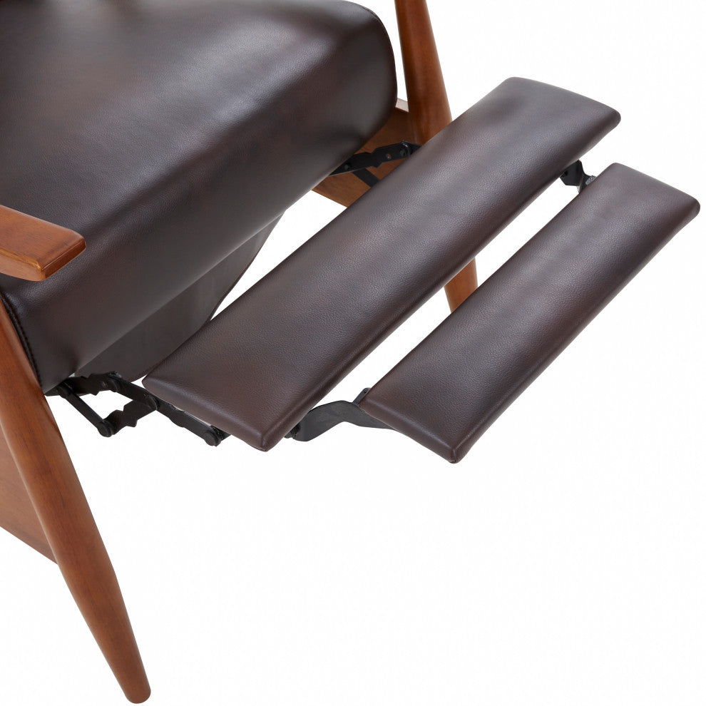 Solaris Wood Arm Push Back Recliner, Burnished Brown
