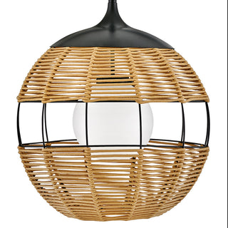 Hinkley Maddox 24.25" Outdoor Large Bohemian Orb Pendant, Black + Natural Nylon