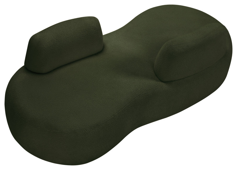 Argyle Upholstered Chaise/Loveseat, Green, Teddy Fabric