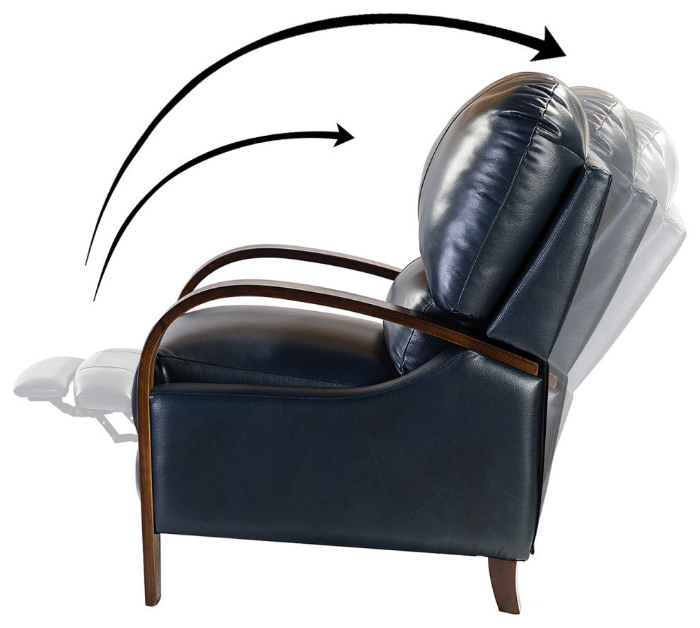 Amanda Genuine Leather Manual Recliner, Navy
