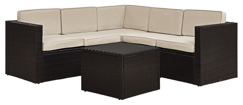 Palm Harbor 6-Piece Outdoor Wicker Seating Set With Sand Cushions