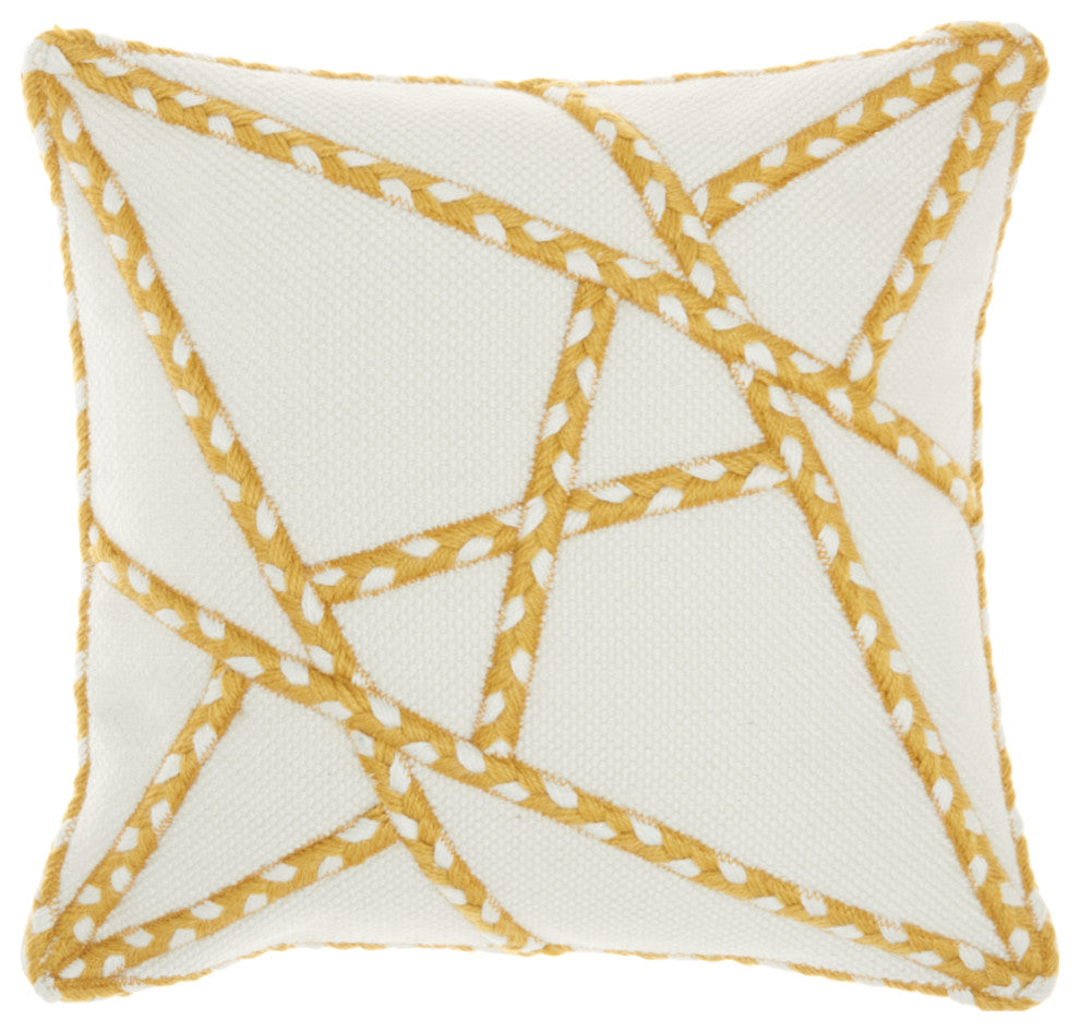 Mina Victory VJ006 Throw Pillow, Yellow, 18" x 18"