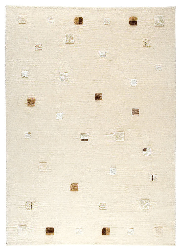 Hand Knotted White Wool Area Rug
