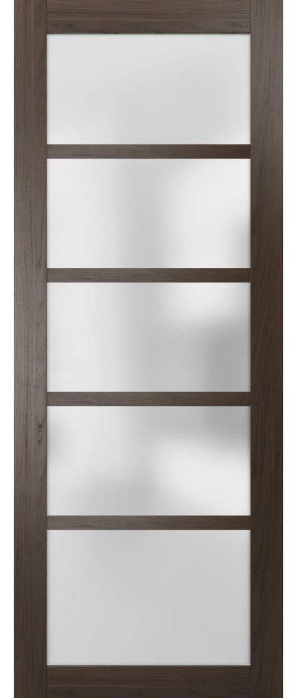 Slab Barn Door Frosted Glass 30 x 80, Quadro 4002 Chocolate Ash