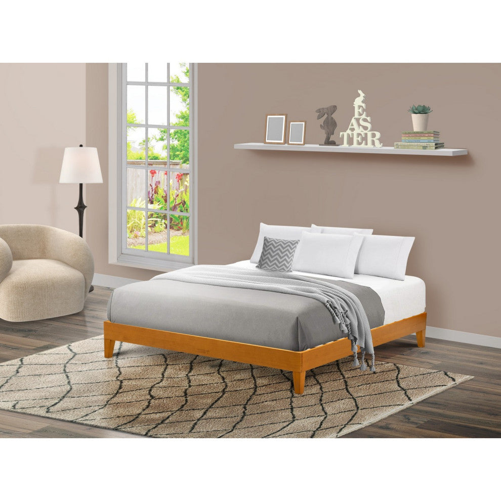 King Size Bed Frame With 4 Hardwood Legs And 2 Extra Center Legs Oak Finish
