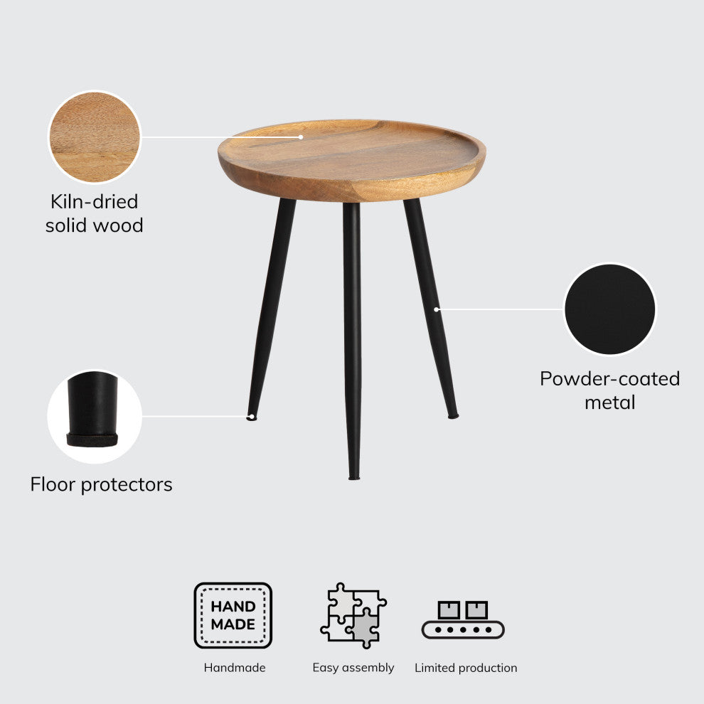 Chevery Small Tri Pin Side Table, Natural