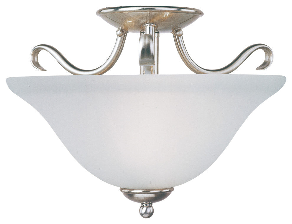 Maxim 10120FT Basix 2 Light 14"W Semi-Flush Bowl Ceiling Fixture - Satin Nickel