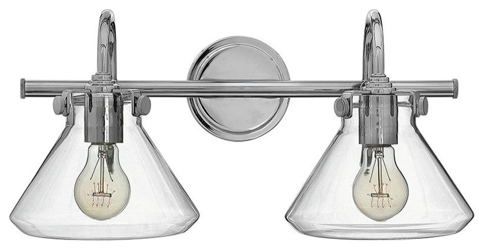 Hinkley Congress Small Retro Glass Two Light Vanity, Chrome
