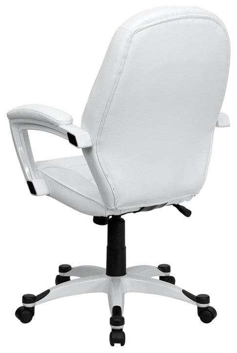 Flash Furniture Mid-Back Leather Executive Office Chair in White