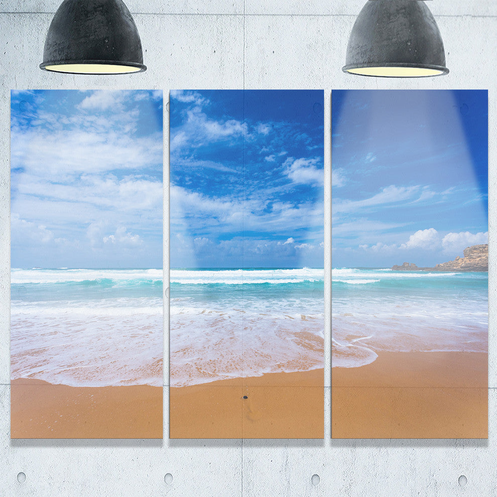 "Serene Atlantic Seashore Portugal" Metal Wall Art, 3 Panels, 36"x28"
