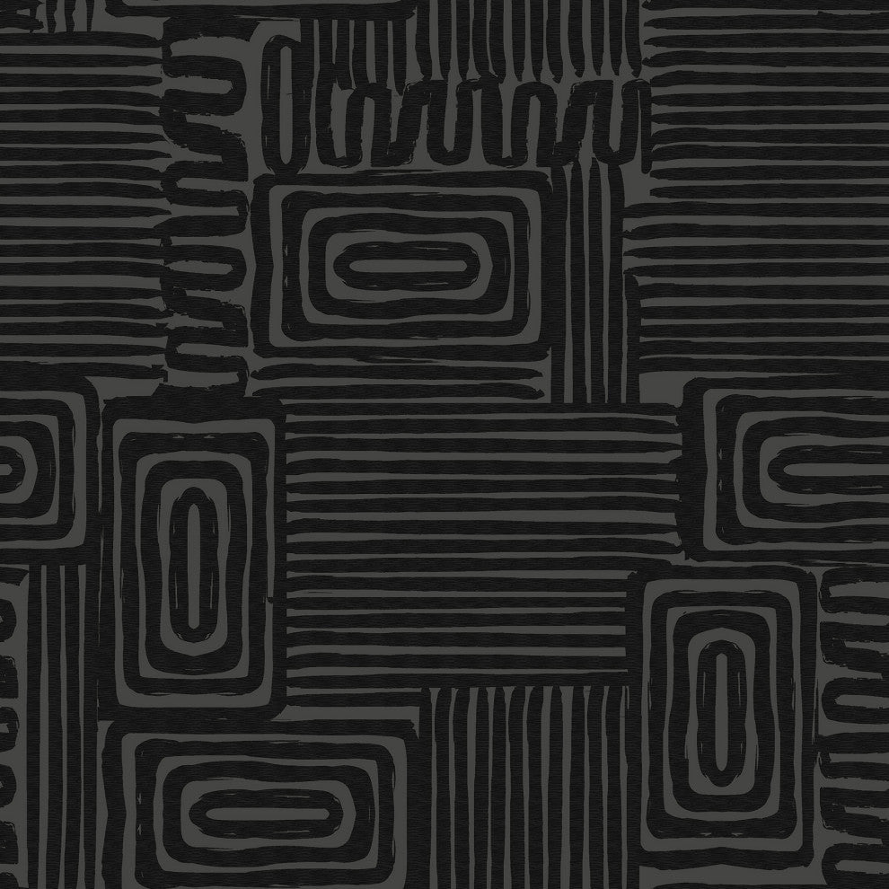 Emily Rayna Black Pathways Peel and Stick Wallpaper