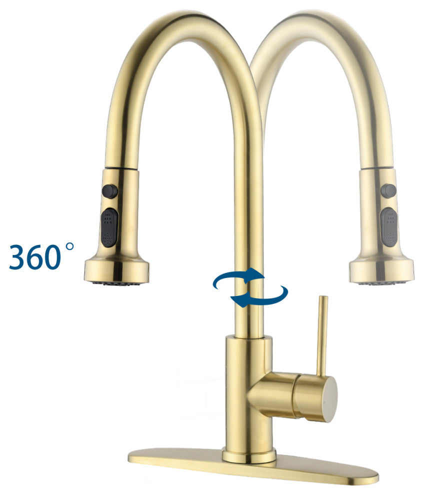 Givingtree Pull Down Kitchen Faucet with Sprayer Brushed Gold