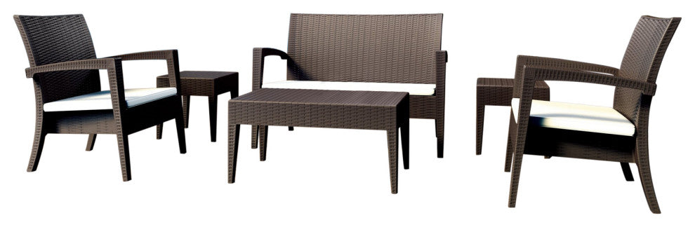 Compamia Miami 6-Piece Outdoor Conversation Set With Acrylic Fabric Cushions, Brown