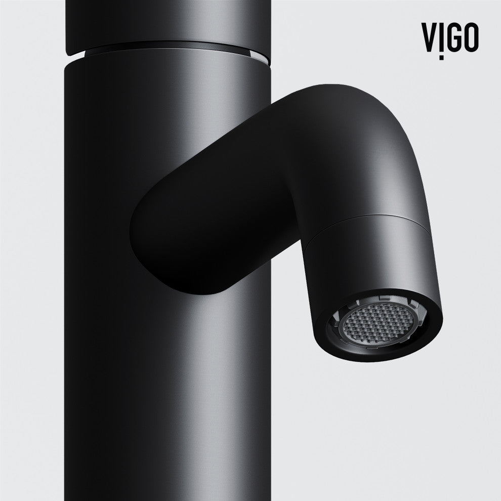 VIGO Ruxton 8" H Single Handle Single Hole Bathroom Faucet, Matte Black, Without Extras