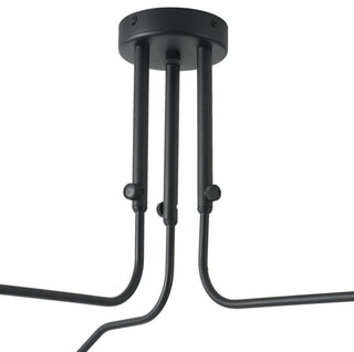 Farmhouse Matte Black 3-Light Semi Flush Mount Ceiling Light with Gold Leaf