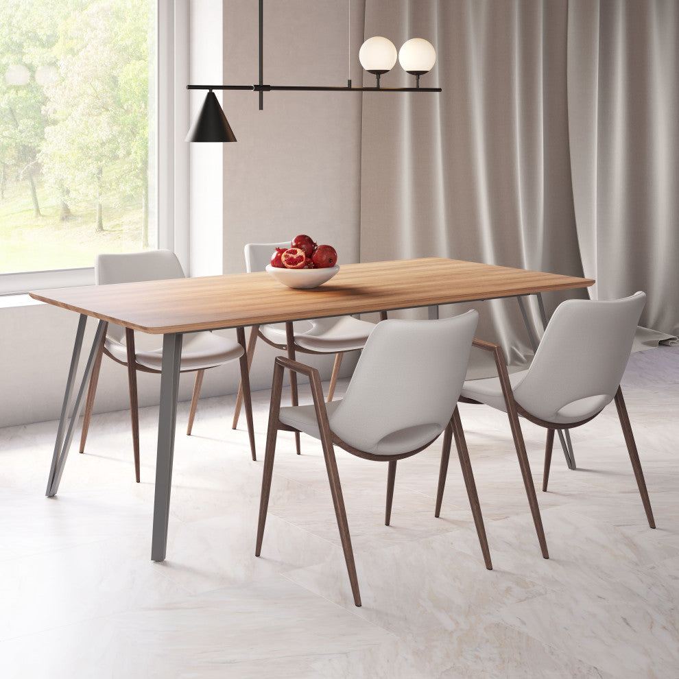 Desi Dining Chair, Set of 2 Beige/Walnut