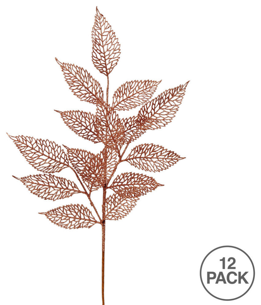 Vickerman L190558 22" Rose Gold Glitter Bay Leaf Lace Artificial Christmas Spray