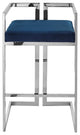 Inspired Home Yaneli Bar Cart Geometric Frame, Navy and Chrome Velvet