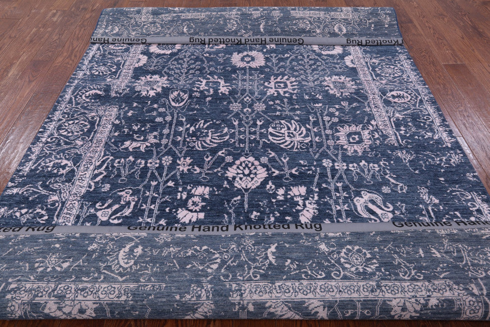 6' 2" X 9' 3" Persian Wool and Silk Hand-Knotted Rug Q6280