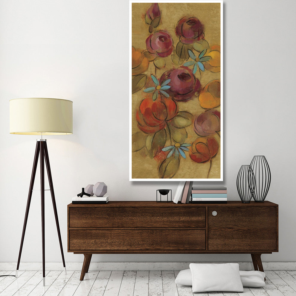 "Pressed Flowers II on Gold" Digital Paper Print by Silvia Vassileva, 38"x74"