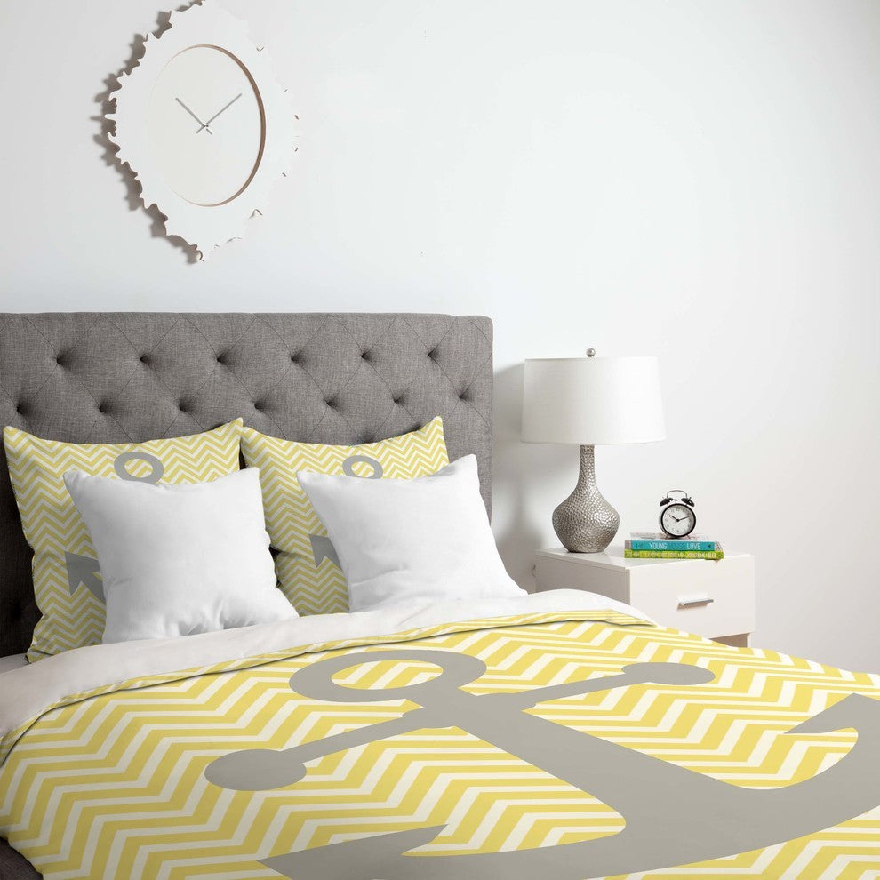 Deny Designs Lara Kulpa Yellow Anchor Duvet Cover - Lightweight