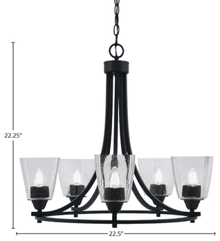 Paramount 5-Light Chandelier, Matte Black, 4.5" Clear Bubble Glass