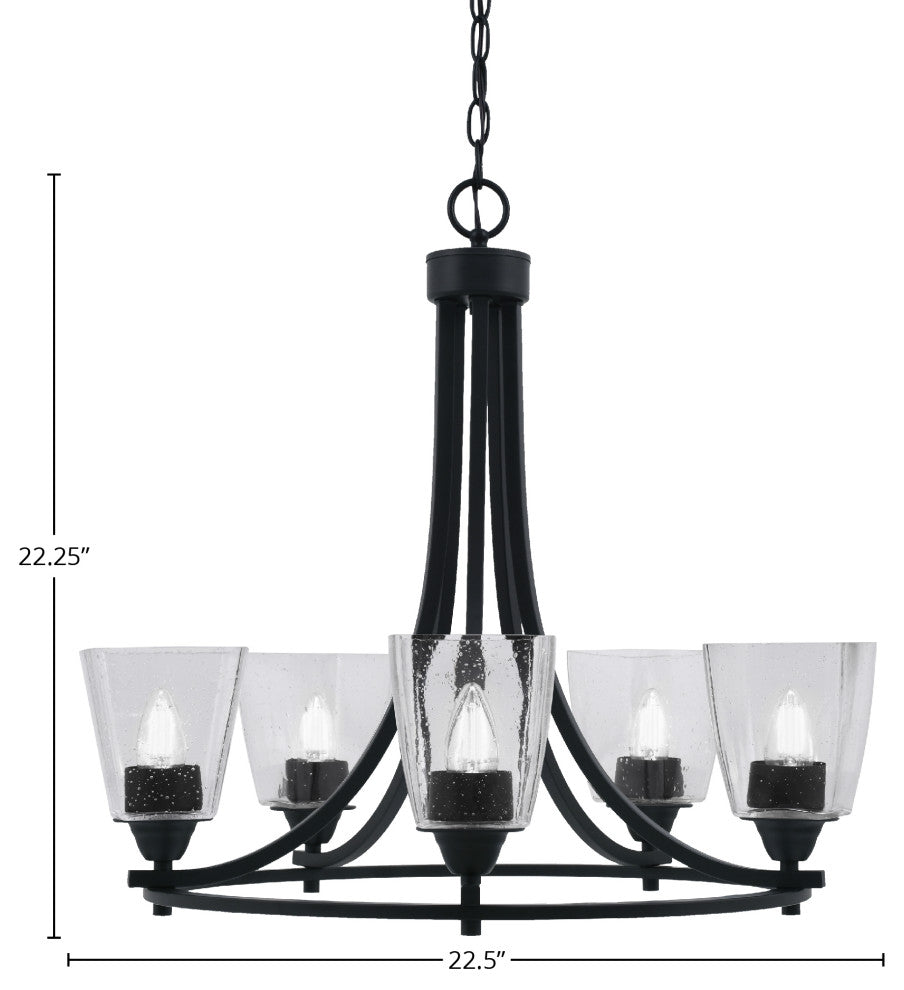 Paramount 5-Light Chandelier, Matte Black, 4.5" Clear Bubble Glass