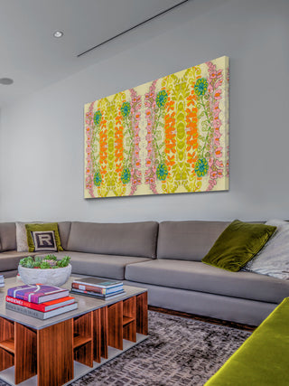 "Snapdragons Textile" Painting Print on Wrapped Canvas