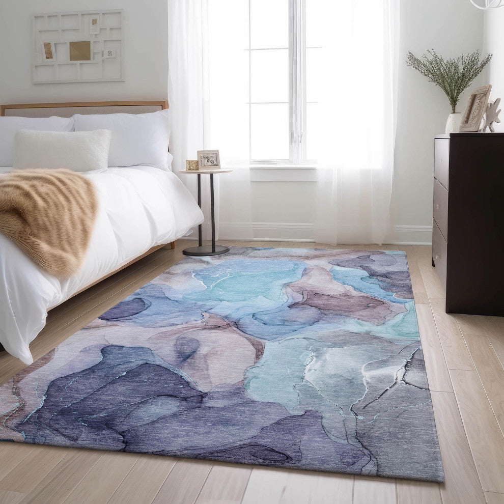 Premium Machine Washable Mayfield AMF504 Navy 8' x 10' Rug