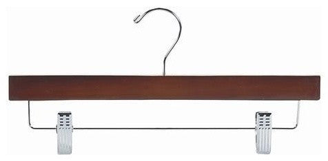 Wooden Pant or Skirt Hanger, Walnut and Chrome, Set of 25