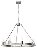 Hunter Saddlewood Brushed Nickel 8 Light Chandelier Ceiling