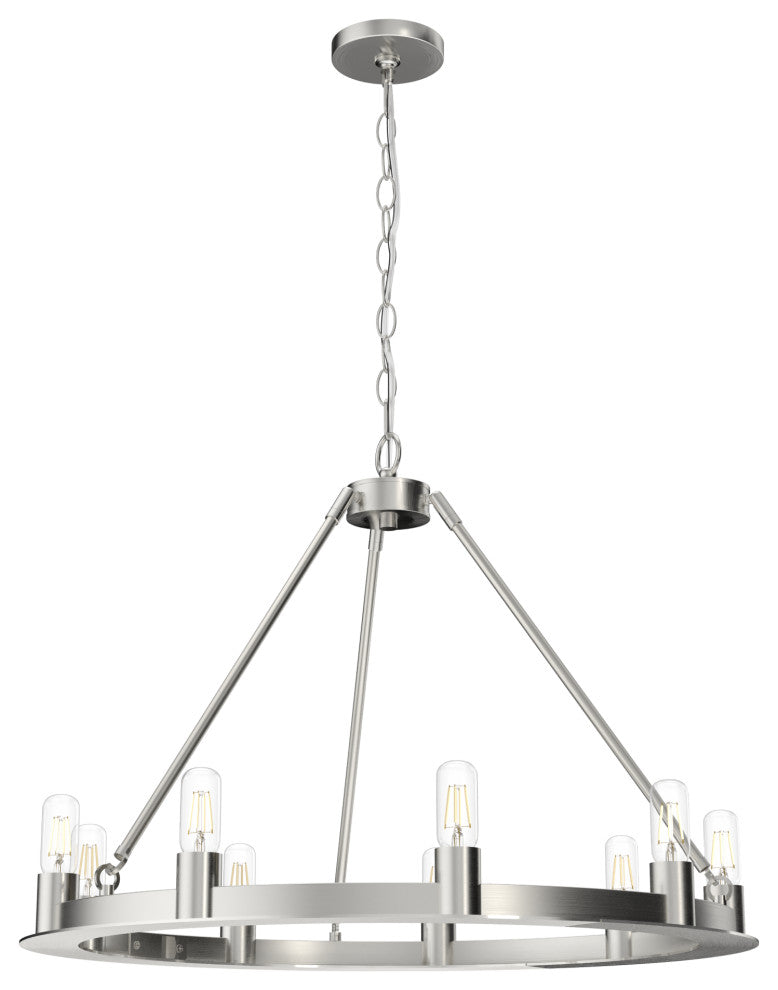 Hunter Saddlewood Brushed Nickel 8 Light Chandelier Ceiling