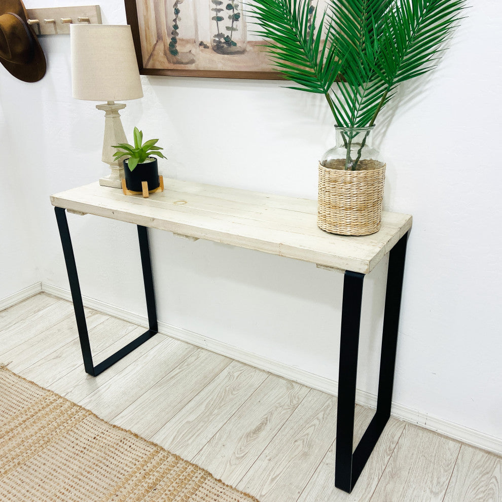 Barn Walls Bedroom Console Table Accent Table, Handcrafted, Antique White, 48" Length