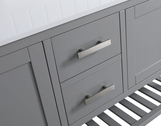 Monaco Bathroom Vanity Base Cabinet Without Top, Gray, 72", Double Sink