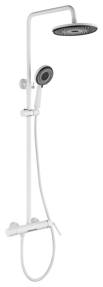 Trendy Design Multi-Function Complete Shower System With Rough-in Valve, Pure Wh