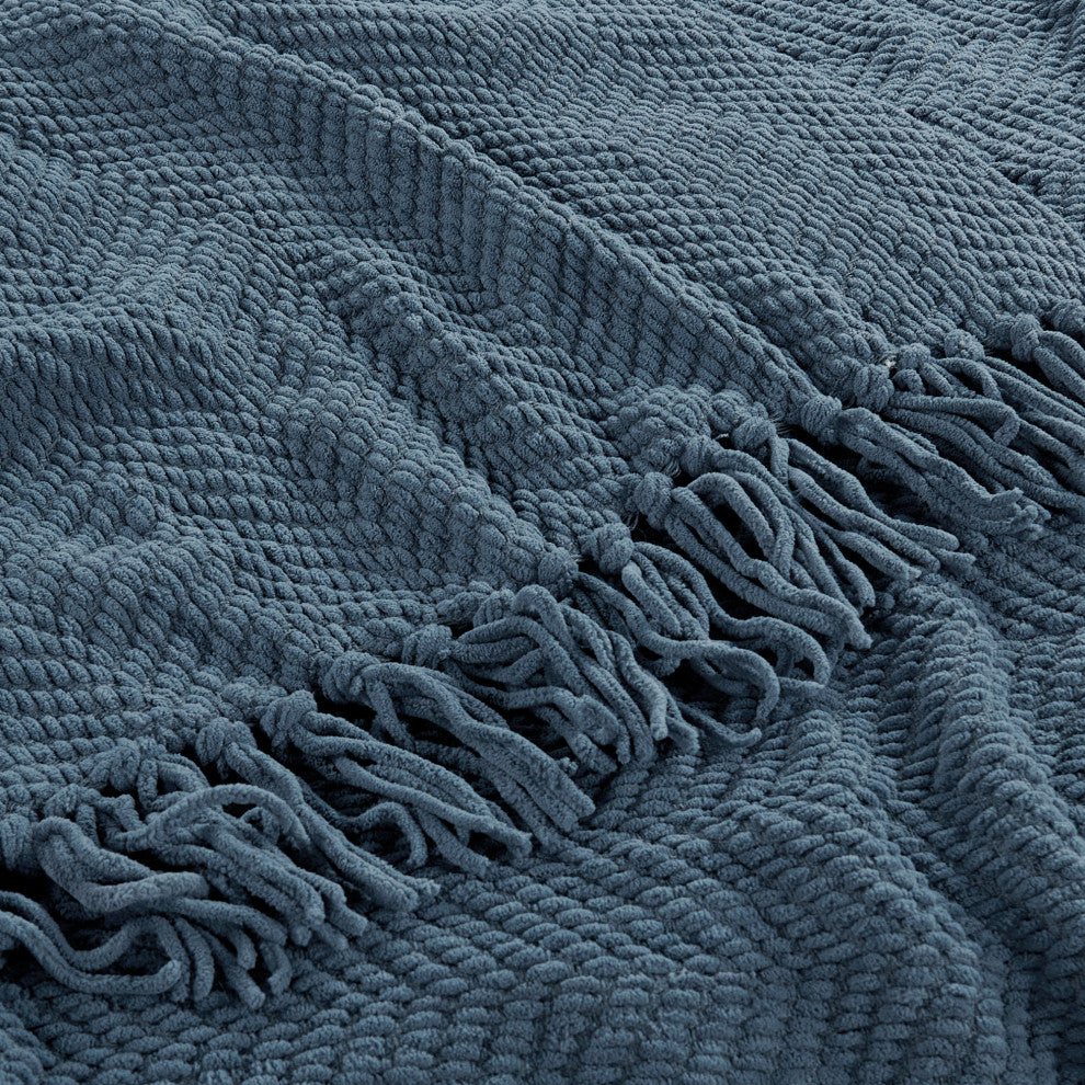 Tweed Knitted Throw Blanket, Blue Wing Teal, 60"x80"