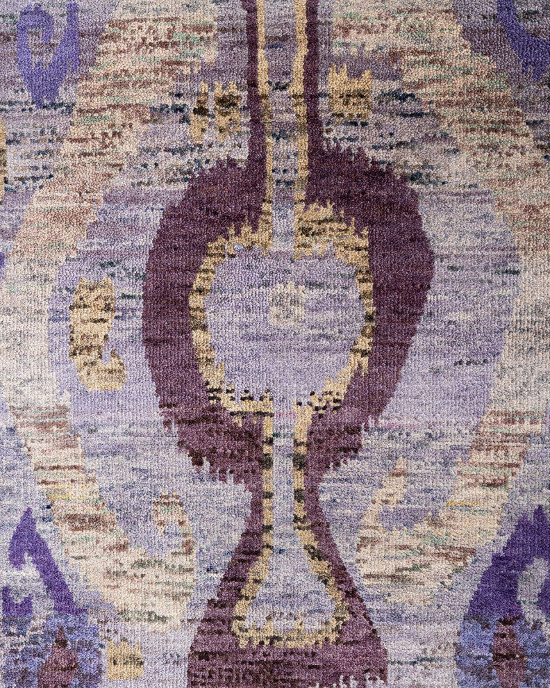 Ikat, One-of-a-Kind Handmade Area Rug - Purple, 9' 0" x 12' 3"