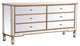 Calum 72" Mirrored Chest, Antique Gold