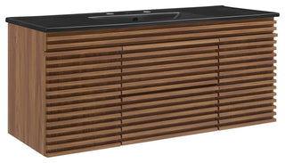 Render 48" Wall-Mount Bathroom Vanity, Walnut Black