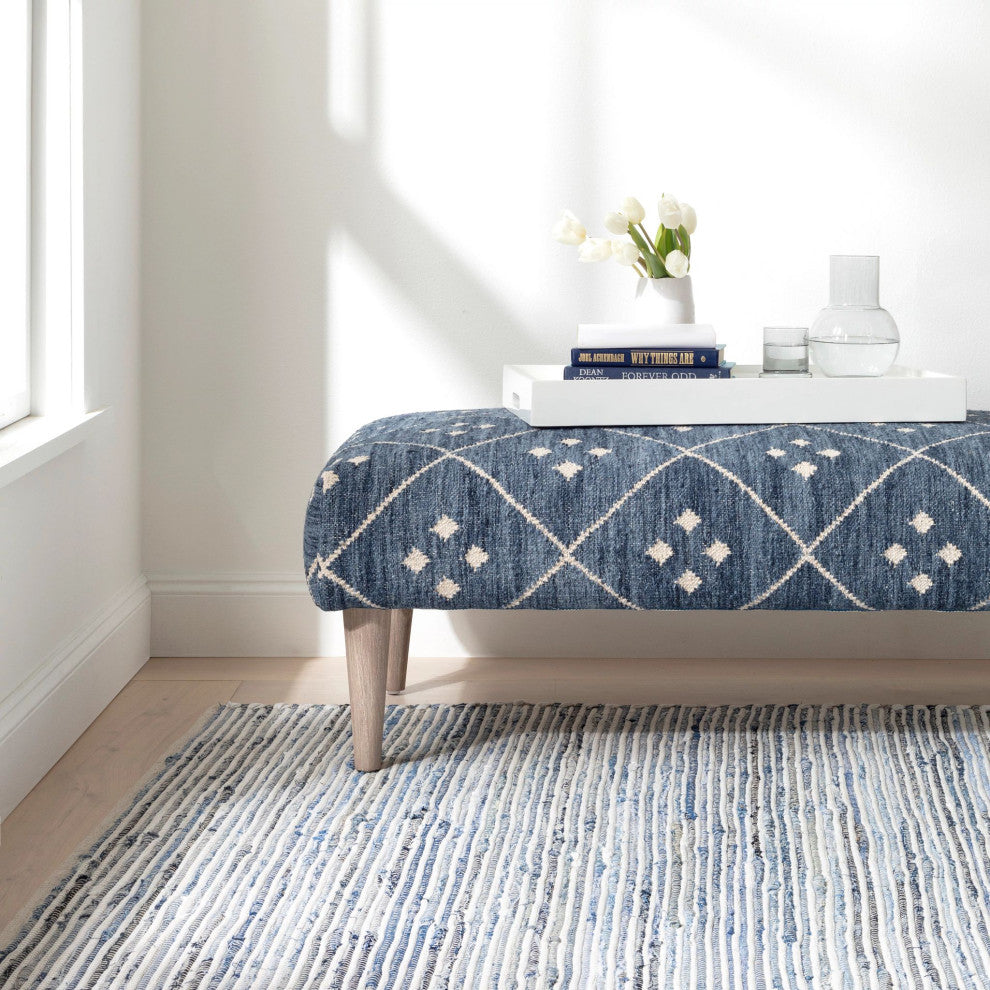 Dash & Albert Denim Rag Ribbed Handwoven Cotton Rug, Blue, 2' x 3'
